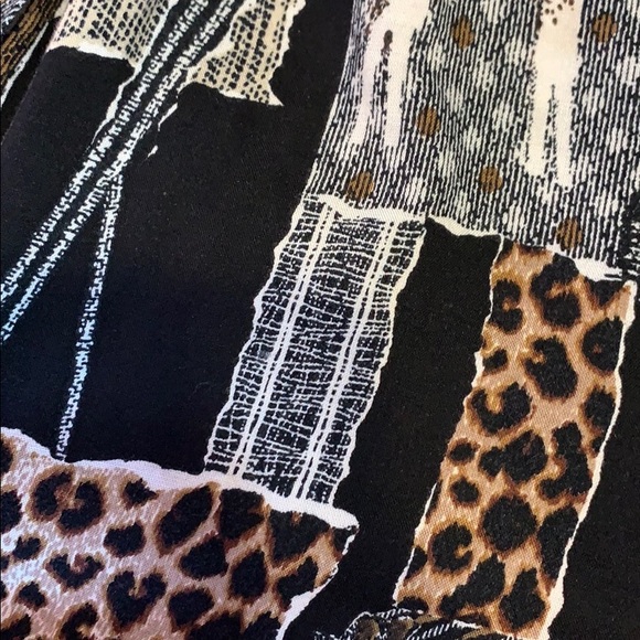 Michelle Leslie Black Brown Animal Tiger Zebra Print Button Down Top - Picture 8 of 10